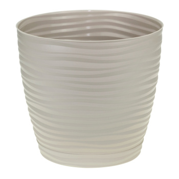 Кашпо пластм. "Дюна" 3,0л d верха 180мм h160мм с поддоном,с дрен.решеткой Крем. М3069 ("М-П") *1/12