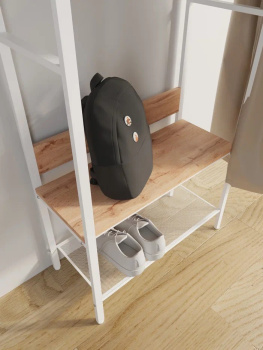 Вешалка напольная "Прихожая-Гардеробная" "Торонто 23Л" ш.0,67м,в.1,87м,гл.0,3м Дер./Бел.ВГТ23Л Б *1