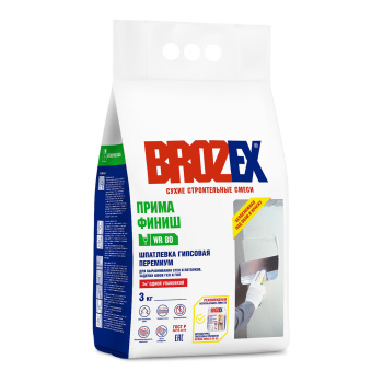 Шпаклевка гипсовая 3 кг BROZEX Прима Финиш WR 80 Шпаклевка гипсовая 3 кг BROZEX Прима Финиш WR 80