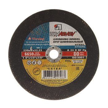 Круг шлифовальный зачистной 230*6*22мм А24 R BF80 2 по металлу ЛУГА *10/20
